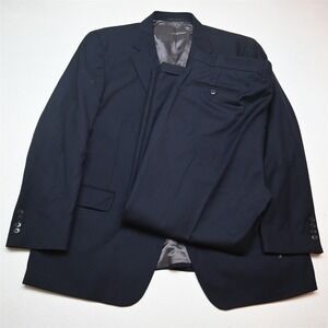 Kenneth Roberts 48R 40x32 Navy Blue 100% Wool Mens Jacket Pants Suit